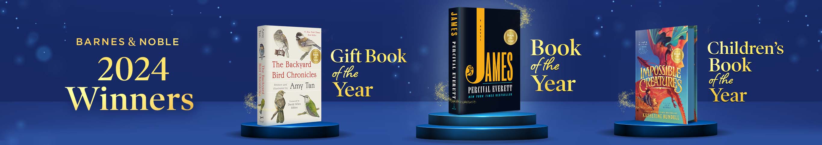 2024 Winners: Gift Book of the Year - The Backyard Bird Chronicles, Book of the Year - James Percival Everett, Children's Book of the Year - Impossible Creatures